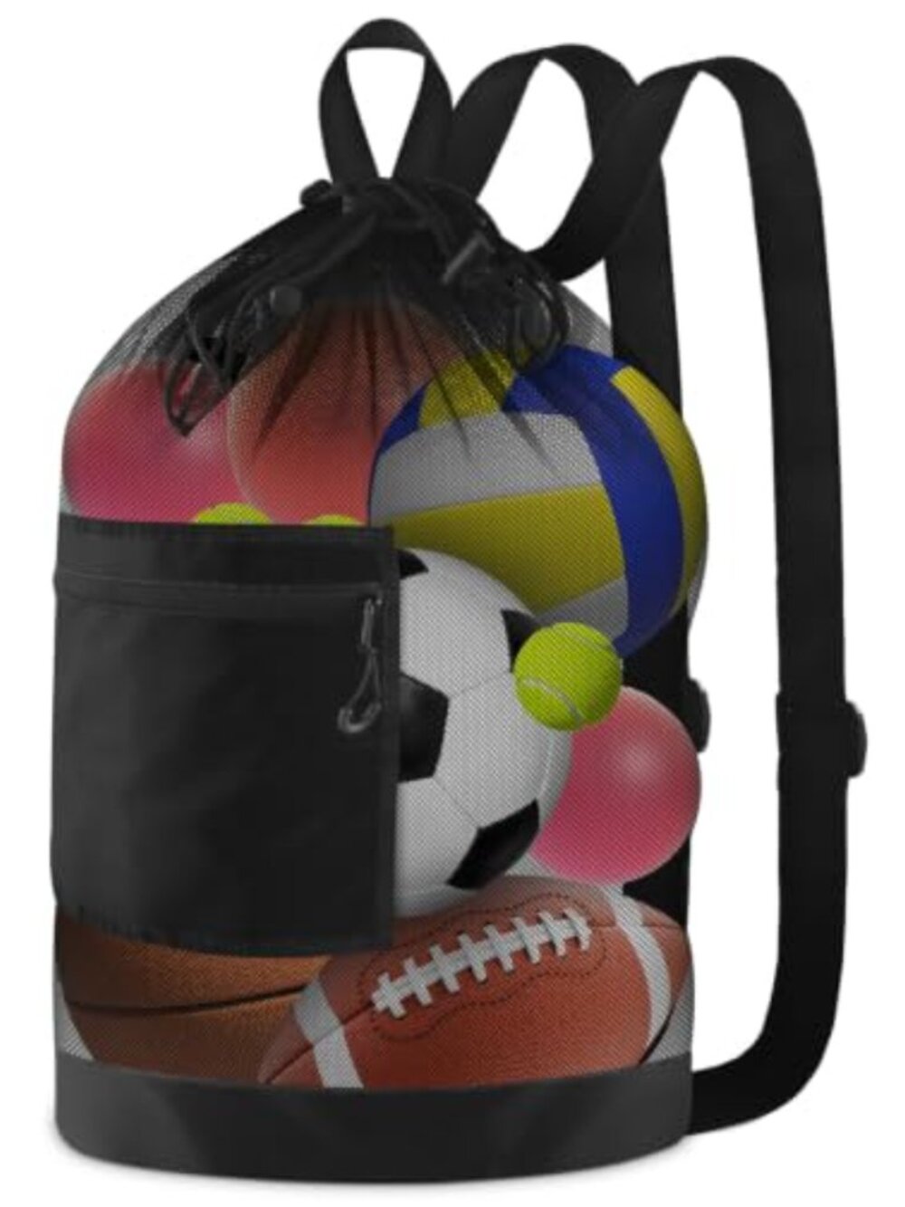 Mesh Sports Equipment Bag Backpack Drawstring Shoulder Straps Nylon